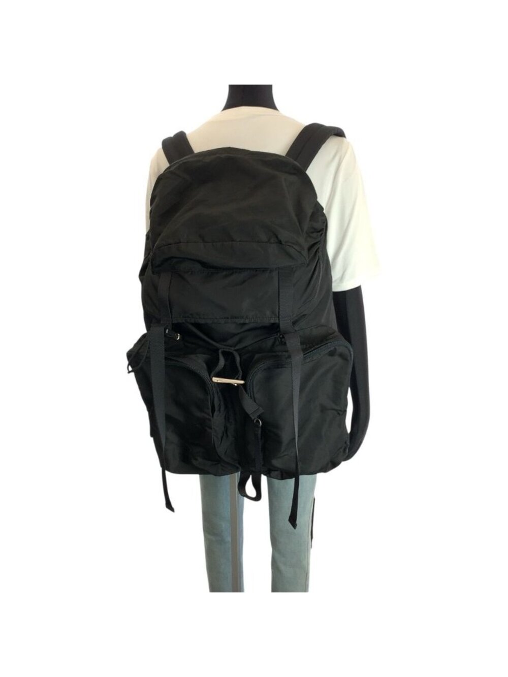 Prada Tessuto Black Silver Nylon Backpack - Picture 7 of 9